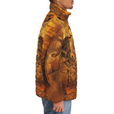 Down-Padded Puffer Jacket Steampunk Gears Artwork