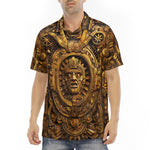 Men's Polo Shirt Golden Sun God Mask Carvings