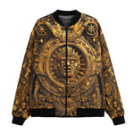 Bomber Jacket Golden Sun God Mask Carvings
