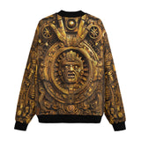 Bomber Jacket Golden Sun God Mask Carvings