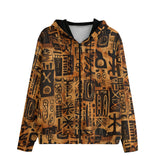 Men's Zip Up Hoodie African Tribal Symbols