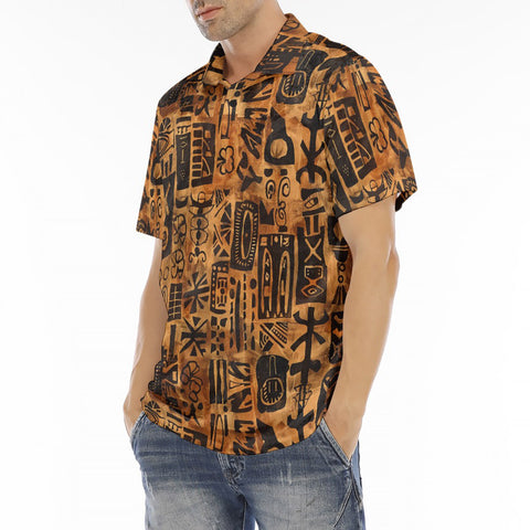 Men's Polo Shirt African Tribal Symbols