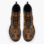 Casual Leather Chunky Boots African Tribal Symbols