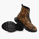 Casual Leather Chunky Boots African Tribal Symbols