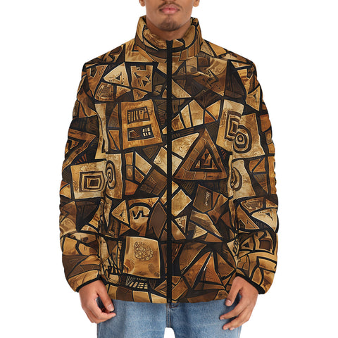 Down-Padded Puffer Jacket African Tribal Patterns
