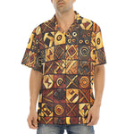 Hawaiian Shirt Wooden Carvings Tribal Symbols