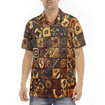Men's Polo Shirt Wooden Carvings Tribal Symbols