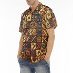 Men's Polo Shirt Wooden Carvings Tribal Symbols