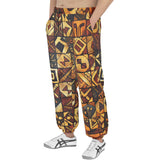 Men's Sweatpants Wooden Carvings Tribal Symbols