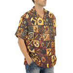 Hawaiian Shirt Wooden Carvings Tribal Symbols