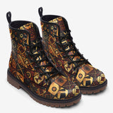 Leather Boots Wooden Carvings Tribal Symbols