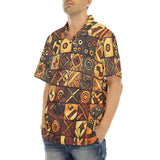 Hawaiian Shirt Wooden Carvings Tribal Symbols