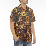 Men's Polo Shirt Wooden Carvings Tribal Symbols