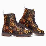 Leather Boots Wooden Carvings Tribal Symbols