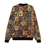 Bomber Jacket Wooden Carvings Tribal Symbols