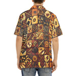Hawaiian Shirt Wooden Carvings Tribal Symbols