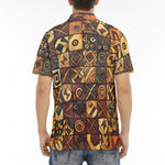 Men's Polo Shirt Wooden Carvings Tribal Symbols