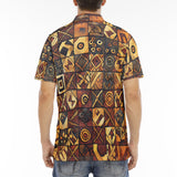 Men's Polo Shirt Wooden Carvings Tribal Symbols