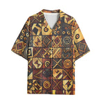Hawaiian Shirt Wooden Carvings Tribal Symbols