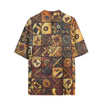 Hawaiian Shirt Wooden Carvings Tribal Symbols