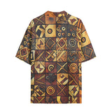 Hawaiian Shirt Wooden Carvings Tribal Symbols