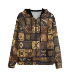 Men's Zip Up Hoodie African Tribal Symbols Art