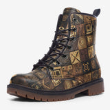 Leather Boots African Tribal Symbols Art