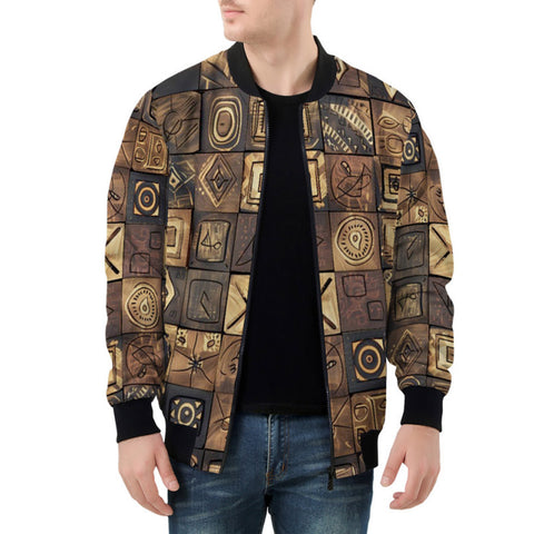 Bomber Jacket African Tribal Symbols Art