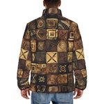 Down-Padded Puffer Jacket African Tribal Symbols Art