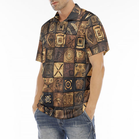 Men's Polo Shirt African Tribal Symbols Art
