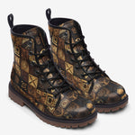 Leather Boots African Tribal Symbols Art