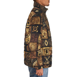 Down-Padded Puffer Jacket African Tribal Symbols Art