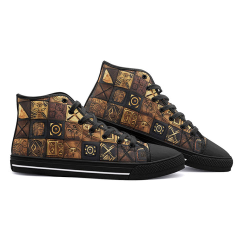 High-Top Canvas Shoes African Tribal Symbols Art