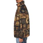 Down-Padded Puffer Jacket African Tribal Symbols Art