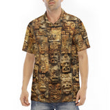 Men's Polo Shirt Ancient Mayan Carvings Faces