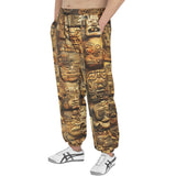 Men's Sweatpants Ancient Mayan Carvings Faces
