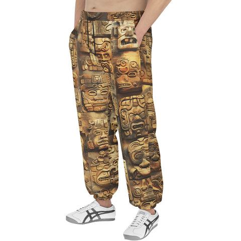 Men's Sweatpants Ancient Mayan Carvings Faces