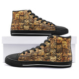 High-Top Canvas Shoes Ancient Mayan Carvings Faces