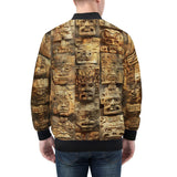 Bomber Jacket Ancient Mayan Carvings Faces
