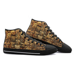 High-Top Canvas Shoes Ancient Mayan Carvings Faces