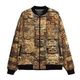 Bomber Jacket Ancient Mayan Carvings Faces