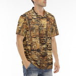 Men's Polo Shirt Ancient Mayan Carvings Faces