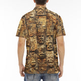 Men's Polo Shirt Ancient Mayan Carvings Faces