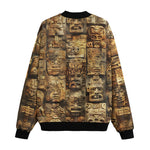 Bomber Jacket Ancient Mayan Carvings Faces