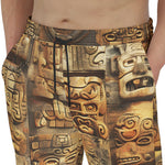 Men's Sweatpants Ancient Mayan Carvings Faces