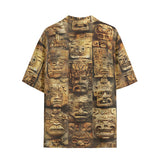 Hawaiian Shirt Ancient Mayan Carvings Faces
