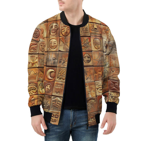 Bomber Jacket Terracotta Tiles Tribal Symbols