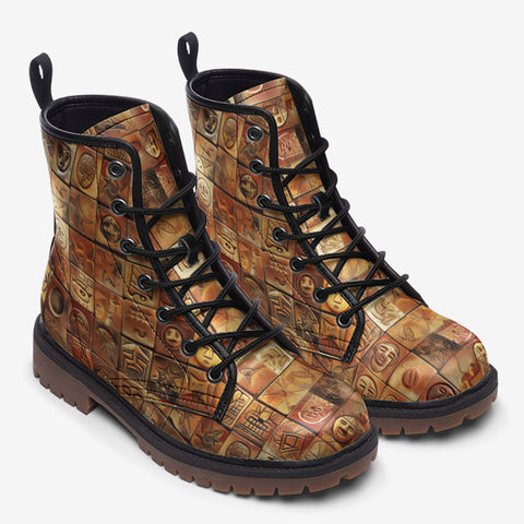 Leather Boots Terracotta Tiles Tribal Symbols