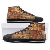 High-Top Canvas Shoes Terracotta Tiles Tribal Symbols