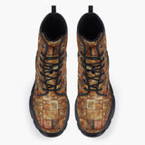 Casual Leather Chunky Boots Terracotta Tiles Tribal Symbols